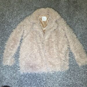 Altar'd State Oversized Tan Faux Fur Teddy Jacket
